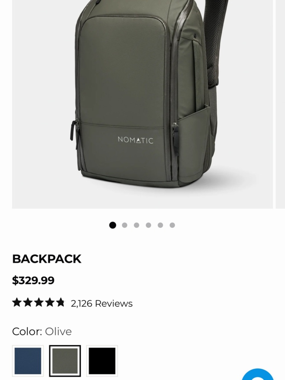 NOMATIC Olive Backpack — Durable Everyday Carry for Men